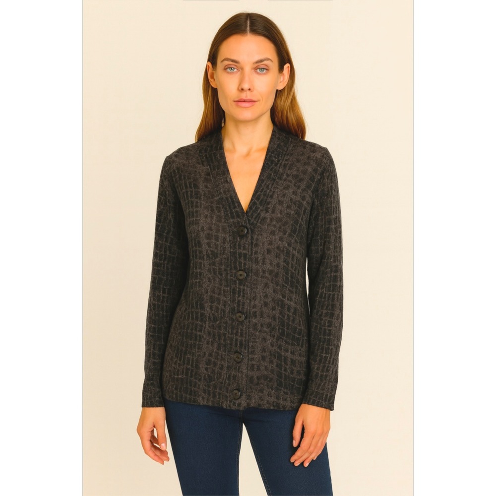 Lauren Ralph Lauren‎ Womens L Silk Cashmere Cardigan Animal Print Knit